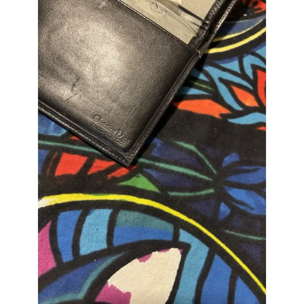 Christian Dior Vintage Black Byfold Leather Wallet. Flawed Check Pictures Usable